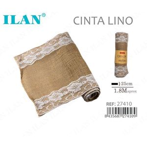 ILAN Nastro di Lino 25 Cm X 1,8 M con Bordo in Pizzo per Artigianato e Decorazioni - Product Image 1
