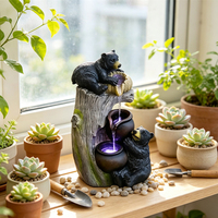 Fontaine d'eau décorative en résine Ours noir électrique animé, œuvre d'art pour jardin et maison, vente en gros d'usine