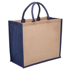 Vente en gros de sac à provisions fourre-tout en jute écologique uni à large gousset - Product Image 2
