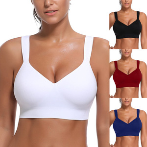Reggiseni sportivi comodi in tinta unita da donna in morbido <span class=keywords><strong>cotone</strong></span> Push up <span class=keywords><strong>reggiseno</strong></span> taglie forti <span class=keywords><strong>con</strong></span> spalline regolabili per l'estate - Product Image 4
