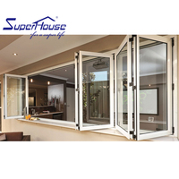 GONHO, Marco Delgado, vista grande, jamba de madera, vidrio laminado a prueba de balas, ventanas plegables de doble panel de aluminio negro individual