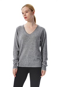 Pull en cachemire 100% pour femmes, col en V, manches longues, pull minimaliste uni, tricoté à la machine, vêtements d'hiver - Product Image 4