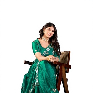 Vexotrend Indian Designer Women's <b>Velvet</b> Satin <b>Saree</b> Beautiful Patola Design Traditional Style Wedding Diwali Party Wear Wrinkle - Product Image 1