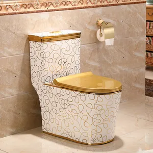 Populair Pick Licht Luxe Stijl Frans Italiaans Europees Gegalvaniseerd Goud Toilet Keramische Badkamer Toilet