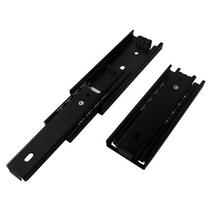 Glissières de tiroir courtes à ressonance, 3 sections, silencieuses, à roulement à billes, en acier laminé à froid, rails de guidage pour armoire, accessoires de quincaillerie - Product Image 1