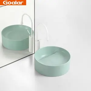 GOALAR-lavabo redondo de cerámica para baño, lavamanos de calidad Premium, color verde menta y naranja