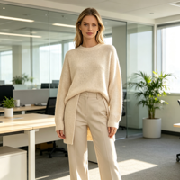 Pull tricoté à manches longues pour femme Billy, personnalisable OEM & ODM, vêtements de loisirs en maille violette de haute qualité, vente en gros