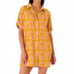 Abito Camicia <span class=keywords><strong>da</strong></span> Donna Casual Hawaiano con Stampa Floreale, Maniche Corte e Bottoni - Product Image 6