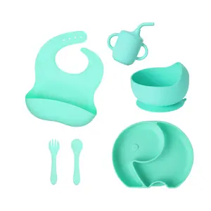 XLEE批发儿童和婴儿喂养套装盘子碗婴儿勺子硅胶餐具在工厂
