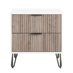 Nightstand <b>Rustic</b> Gray White 2 Drawer Storage <b>Cabinet</b> Modern Bedroom Furniture - Product Image 1