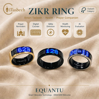 Bague de Dhikr Islamique avec Localisateur Qibla Numérique, Compteur Tasbih, Suivi de Santé, Moniteur de Sommeil, Réveil Azan et Contrôle par Application