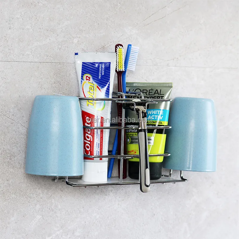 Set tempat sikat gigi putih untuk anak, sikat gigi pintar terpasang di dinding, Set Tempat sikat gigi putih untuk kamar mandi