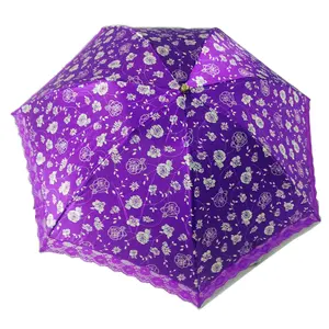 Азиатский фиолетовый Солнцезащитный Женский цветочный зонтик, бесплатный образец, готовый к отправке Цветочный зонтик