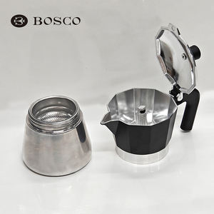 وعاء موكا للغاز/الكهرباء، وعاء فرنسي للطهي على الموقد، من الألومنيوم، تصميم بسيط، سعة 150 مل، غطاء أسود، عازل للحرارة >24 - Product Image 1