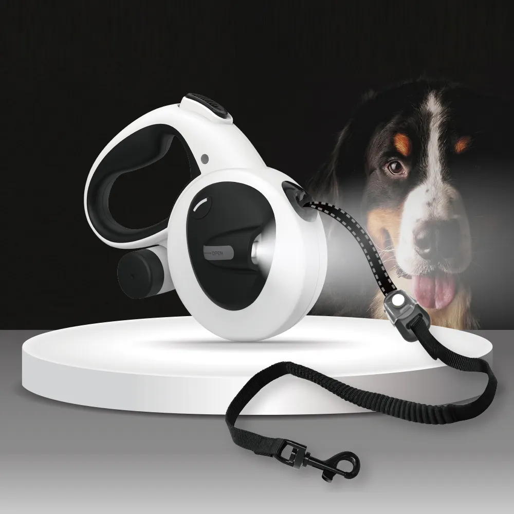 Led Light Up Pet Chạy Chì Chó Có Thể Thu Vào Dây Xích Với Đèn Pin Và Túi Phân