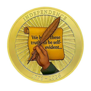 Pièce commémorative de collection américaine, thème du 250e anniversaire de la <span class=keywords><strong>D</strong></span>éclaration <span class=keywords><strong>d</strong></span>'Indépendance, avec peinture artisanale sur parchemin à plume - Product Image 3