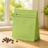 Sacs à café en gros de qualité alimentaire avec fermeture zip, scellés sur huit côtés, imprimés sur mesure pour grains torréfiés, en stock