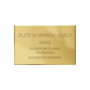 Targa in Alluminio con Finitura Satinata, Medaglia Trofeo in Metallo Placcato Oro per Omaggi Fieristici o Regali di Benvenuto, Tecnica di Stampa UV - Product Image 2