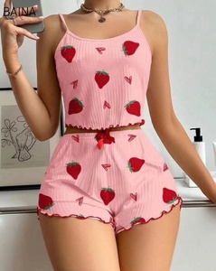 New Home Wear Printed Halter Shorts Casual <span class=keywords><strong>Pit</strong></span> se puede usar fuera de los pijamas de las mujeres - Product Image 5