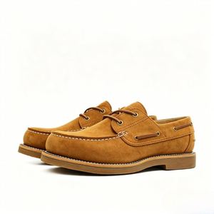 Chaussures bateau classiques pour hommes en cuir pleine fleur avec construction Goodyear, à enfiler, fabrication sous marque privée - Product Image 1