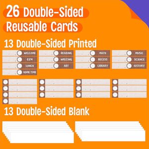 Tabla de horarios diarios con estampado de arpillera, 13+1 bolsillos, tarjetas reutilizables, gestión del tiempo, tablero para el aula, regreso a clases - Product Image 2