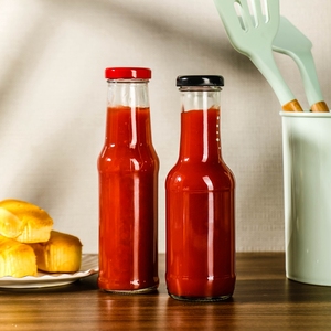 Bouteille ronde classique de pâte de moutarde de Ranch de Ketchup de 10 oz de 300ml, récipient de Sauce en verre de vinaigre de barbecue de piment avec couvercle à vis - Product Image 1