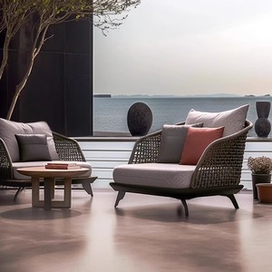 Sofá de Ratán de Estilo Nórdico para Exteriores, Dos Plazas, Estructura de Aleación de Aluminio, Ratán PE Resistente a los Rayos UV, Sofá de Jardín Impermeable y Resistente al Sol - Product Image 2