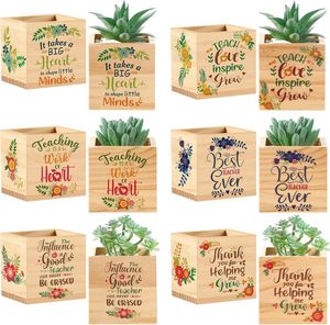 Pots de plantes succulentes en bois Appréciation Planteur Cubes Pot Cadeaux - Product Image 3