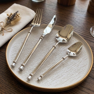Juego de Cubiertos de Acero Inoxidable con Decoración de Cuentas, Cuchillo, Tenedor, Cuchara, Cuchara de Té, Pulido Espejo, para Hogar, Banquete, Restaurante, <span class=keywords><strong>Cena</strong></span> - Product Image 3