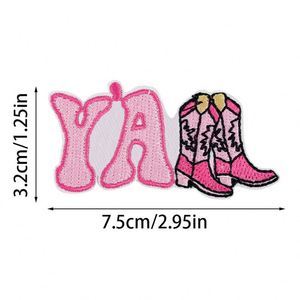 Nuevo parche bordado termoadhesivo rosa con diseños de Howdy, Botas de vaquera, Herradura, Yall, Rodeo y Mamá para decoración de ropa, sombreros y bolsos - Product Image 6