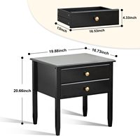 Combohome Table de chevet Table de chevet avec tiroir Table d'appoint carrée Table d'appoint en bambou Table de chevet moderne Classique Noir