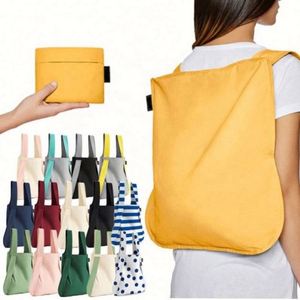 Wholesale Eco-Friendly Large Cotton <b>Canvas</b> Folding Travel <b>Backpack</b> Custom Printed Logo Shopping Tote Bag New Shopping Bags - Product Image 2