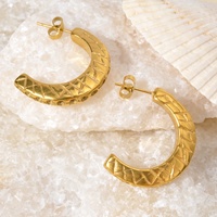 Bijoux de luxe tendance, plaqué or 18 carats, acier inoxydable, forme personnalisée, cœur CC, boucles d'oreilles pendantes épaisses, certifiées GDTC