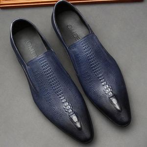 Chaussures habillées en cuir de vachette classiques haut de gamme pour hommes, élégantes, pour le bureau et les soirées, à enfiler, légères et antidérapantes - Product Image 3