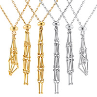 Collier flammé européen américain de haute qualité Pendentif à chaîne ajustable avec poche en filet tissé transfrontalier en acier inoxydable Or unique