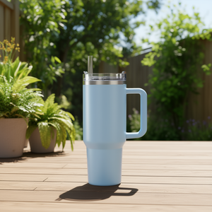 Hipdeer 40Oz Stainless Steel Tumbler <b>with</b> Handle and Lid <b>Straw</b> Vacuum Insulated Coffee Mug for Travel Office Home Use - Product Image 2
