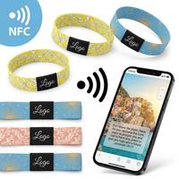 Bracelet NFC en tissu élastique personnalisé avec logo, écologique, style art populaire, OEM, transfert thermique, 13,56 MHz, Ntag213, Ntag215, pour la Bible
