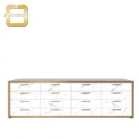 Meuble de rangement de salon de manucure de luxe blanc et or en bois et marbre support de vernis pour spa de manucure fournisseur de meubles