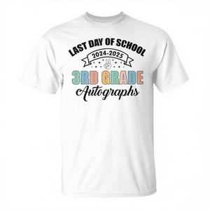 Dernier jour d'école 2024 2025 T-shirt avec autographes de la 3ème année pour la fête de remise des diplômes - Product Image 1