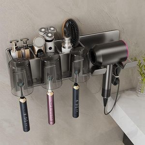 Metal <b>Wall</b>-Mounted <b>Toothbrush</b> <b>Holder</b>-Single Tier-No Drilling/Pressing Required-Integrated Storage-Bathroom-Multifunction - Product Image 6