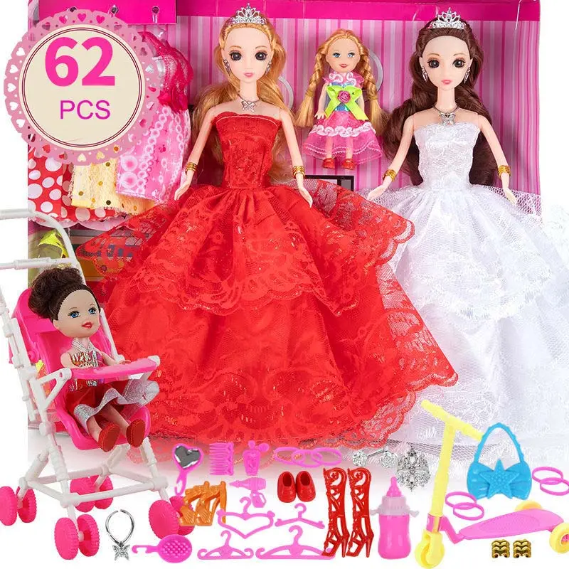 Wholesale Princess Wedding Suit Set Box Doll Accessories Baby Doll Dressing Shoes Bag Clothes 30cm or 47cm