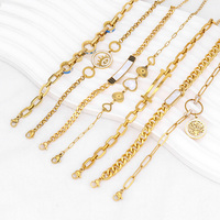 Bracelet en acier inoxydable plaqué or, chaîne épaisse, vintage, avec breloques Œil protecteur, Arbre de vie et Cœur, pour femme, bijoux empilables