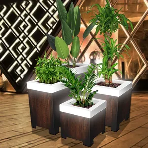 浇水木制塑料花盆装饰防水彩色辉光花盆植物模具植物发光二极管花盆
