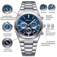 Montre à quartz pour homme CHENXI 956 en acier inoxydable, cadran rond, étanche, aiguilles lumineuses, date automatique, montre-bracelet sport décontractée