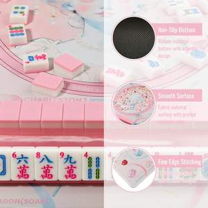 Tapis de mahjong antidérapant de qualité supérieure avec règles de jeu, tapis de table de <span class=keywords><strong>poker</strong></span> portable pour les tuiles, les dominos et les jeux de cartes - Product Image 5