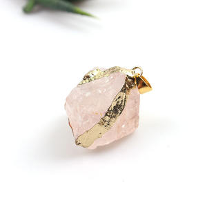 Cristallo naturale pietra grezza Fluorite lunetta ciondolo dorato irregolare ametista rosa quarzo ametista collana pendente non inclusa - Product Image 4