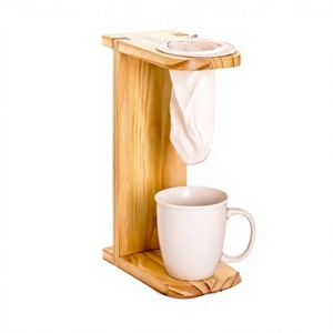 Support à café en bois au design minimaliste, forme carrée, capacité de 350 ml, écologique et réutilisable pour barista et usage domestique - Product Image 1