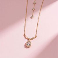 Colliers tendance en strass en forme de goutte d'eau, bijoux extravagants en acier titane pour femmes, cadeaux de collier