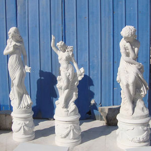 Statues en marbre blanc naturel grandeur nature personnalisées de haute qualité Statue quatre saisons Sculpture de dame en marbre avec base - Product Image 1