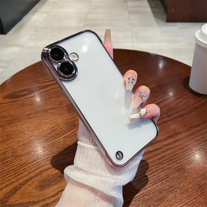 <b>For</b> iPhone 16 Plating Frameless <b>Camera</b> Protector Clear Phone Case <b>for</b> iPhone 16 Pro Max Ultra Thin Transparent <b>PC</b> Cover - Product Image 4